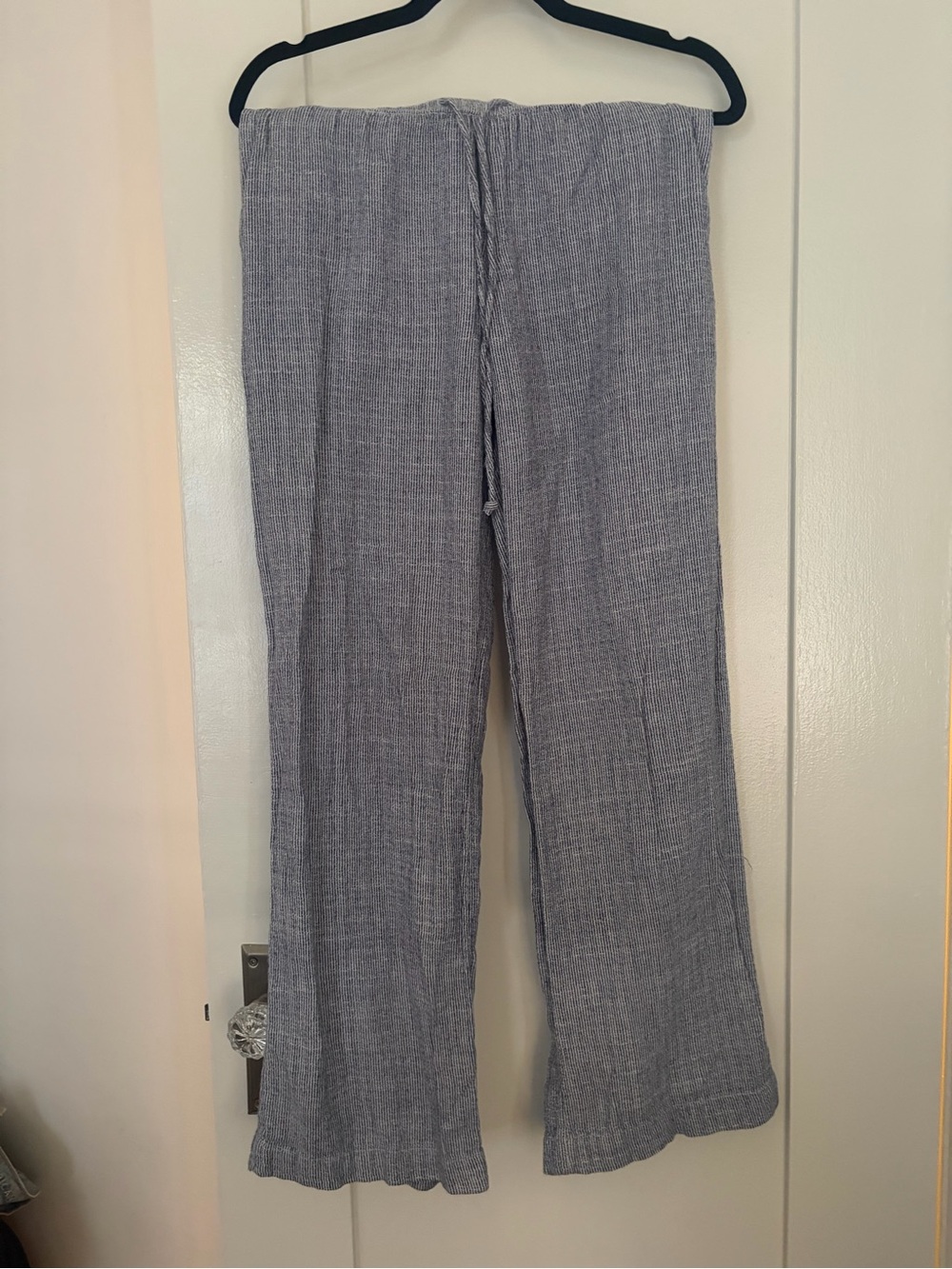 Light Blue Wide-Leg linen blend Summer Pants